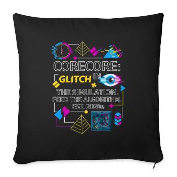 Corecore Glitch Simulation Algorithm Collage - Sofa pillowcase 17,3'' x 17,3'' (45 x 45 cm) - black - Front