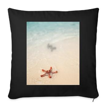 Liebe am Strand und Seesterne - Sofakissenbezug 45 x 45 cm - Schwarz - Vorne