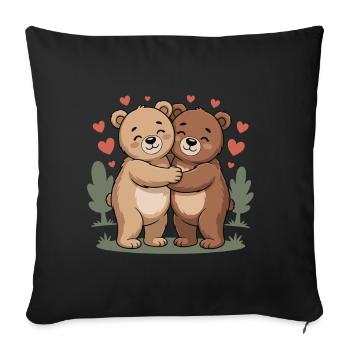 Bear Couple Heart - Sofa pillowcase 17,3'' x 17,3'' (45 x 45 cm) - black - Front
