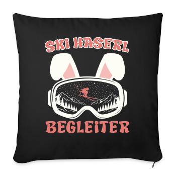 Apres-Ski SKI HASERL BEGLEITER Lustiges - Sofakissenbezug 45 x 45 cm - Schwarz - Vorne