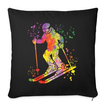 Alpine skiing Winter sports Nordic skiing - Sofa pillowcase 17,3'' x 17,3'' (45 x 45 cm) - black - Front