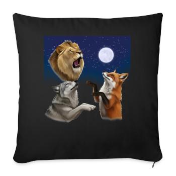 Wolf, fox and lion howl at the moon animals - Sofa pillowcase 17,3'' x 17,3'' (45 x 45 cm) - black - Front