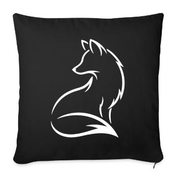 Silhouette de renard - Art de lignes de la faune Nature Design - Housse de coussin décorative 45 x 45 cm - noir - Devant