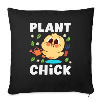 Pflanzenliebhaber Küken Pflanzen Sukkulente Blume - Sofakissenbezug 45 x 45 cm - Schwarz - Vorne