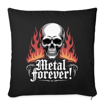 Flamme du Crâne de Métal pour Toujours - Housse de coussin décorative 45 x 45 cm - noir - Devant