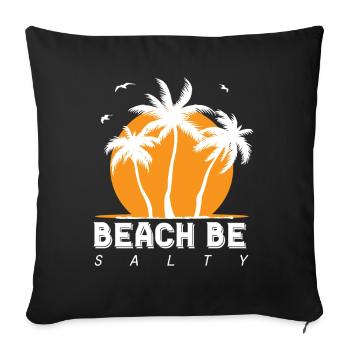 Plage Palmiers salés Coucher de soleil - Housse de coussin décorative 45 x 45 cm - noir - Devant