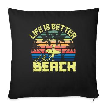 Beach Surfer Retro Sunset - Housse de coussin décorative 45 x 45 cm - noir - Devant