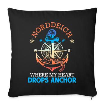Mer du Nord DIGUE NORD OÙ MON CŒUR JETTE L’ANCRE Drôle - Housse de coussin décorative 45 x 45 cm - noir - Devant