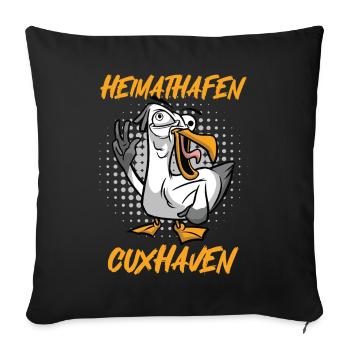 North Sea Holiday HOME PORT CUXHAVEN Lustig - Sofa pillowcase 17,3'' x 17,3'' (45 x 45 cm) - black - Front