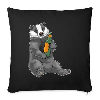Bouteille de bière Badger - Housse de coussin décorative 45 x 45 cm - noir - Devant