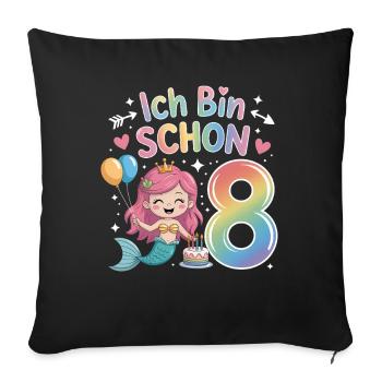 I'm already 8 Mermaid Birthday - Sofa pillowcase 17,3'' x 17,3'' (45 x 45 cm) - black - Front