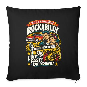 Rockabilly Vintage 50s Rock & Roll - Sofakissenbezug 45 x 45 cm - Schwarz - Vorne