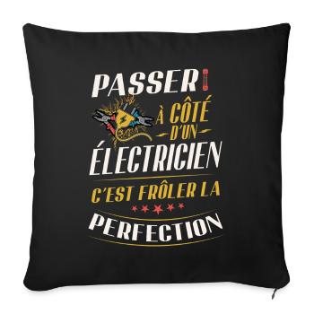 Electrician, Near Perfection, Humor, Handyman - Sofa pillowcase 17,3'' x 17,3'' (45 x 45 cm) - black - Front
