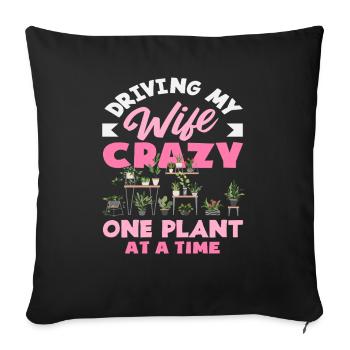 Rendre folle ma femme amoureuse des plantes - Housse de coussin décorative 45 x 45 cm - noir - Devant