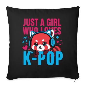 Juste une fille qui adore la musique coréenne K-pop, fans de Kpop - Housse de coussin décorative 45 x 45 cm - noir - Devant