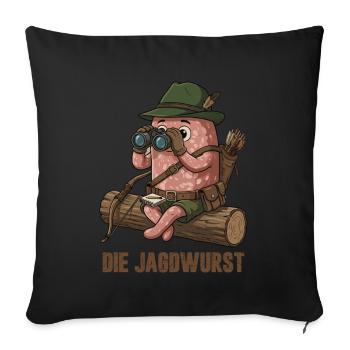 Le dessin animé Hunting Sausage Hunter Humor - Housse de coussin décorative 45 x 45 cm - noir - Devant