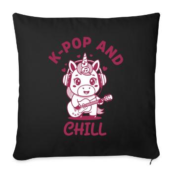 K-Pop And Chill Unicorn Kpop Korean Music Cute - Sofa pillowcase 17,3'' x 17,3'' (45 x 45 cm) - black - Front