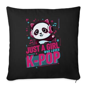 Just A Girl Who Loves K-Pop Cute Panda Korean - Sofa pillowcase 17,3'' x 17,3'' (45 x 45 cm) - black - Front