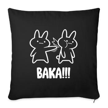 Baka Rabbit Slap Anime Funny Japanese Otaku - Sofa pillowcase 17,3'' x 17,3'' (45 x 45 cm) - black - Front