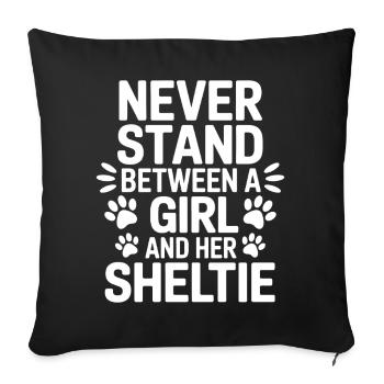 Expressions du chien de berger des Shetland, drôle de cadeau Sheltie - Housse de coussin décorative 45 x 45 cm - noir - Devant