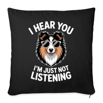 Expressions du chien de berger des Shetland, drôle de cadeau Sheltie - Housse de coussin décorative 45 x 45 cm - noir - Devant
