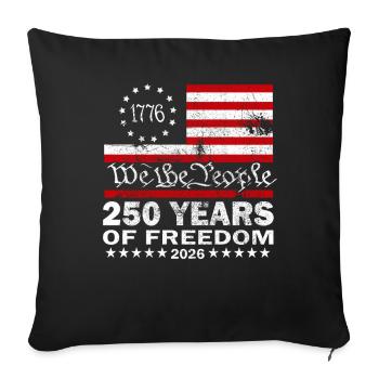 250 ans de liberté patriotique 2026 - Housse de coussin décorative 45 x 45 cm - noir - Devant