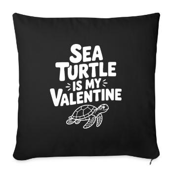 Sea Turtle is My Valentine - Sofa pillowcase 17,3'' x 17,3'' (45 x 45 cm) - black - Front