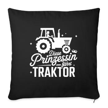  Diese Prinzessin Fährt Traktor Lustiger Spruch - Sofakissenbezug 45 x 45 cm - Schwarz - Vorne