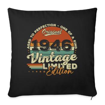 1946 Vintage Rétro Cadeau D'anniversaire - Housse de coussin décorative 45 x 45 cm - noir - Devant