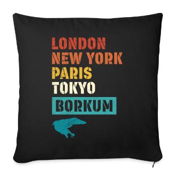 Vacances en mer du Nord LONDRES NEW YORK PARIS BORKUM - Housse de coussin décorative 45 x 45 cm - noir - Devant