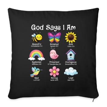 God Says I Am Christian Affirmation Faith Power - Sofa pillowcase 17,3'' x 17,3'' (45 x 45 cm) - black - Front
