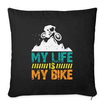 Mountain Bike Mountain Bike Saying MTB Downhill - Sofa pillowcase 17,3'' x 17,3'' (45 x 45 cm) - black - Front