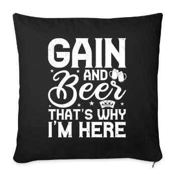 Casino Gambler Gain & Bière C’est pour ça que je suis là - Housse de coussin décorative 45 x 45 cm - noir - Devant