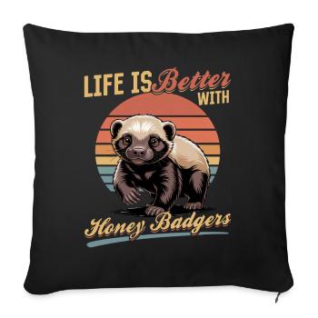 Funny Honey Badger - Sofa pillowcase 17,3'' x 17,3'' (45 x 45 cm) - black - Front