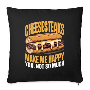 Cheesesteaks machen mich glücklich - Sofakissenbezug 45 x 45 cm - Schwarz - Vorne