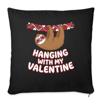 Traîner avec mon adorateur d’animaux paresseux mignons de la Saint-Valentin - Housse de coussin décorative 45 x 45 cm - noir - Devant
