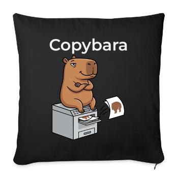 Copybara Capybara on Copier Office Humor - Sofa pillowcase 17,3'' x 17,3'' (45 x 45 cm) - black - Front