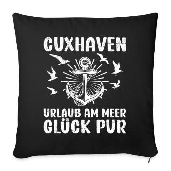 VACANCES À CUXHAVEN AU BORD DE LA MER BONHEUR PUR Drôle - Housse de coussin décorative 45 x 45 cm - noir - Devant