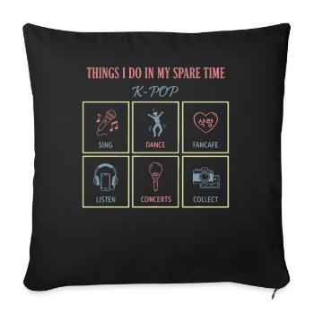 Choses que je fais pendant mon temps libre : la danse chantée de la K-pop - Housse de coussin décorative 45 x 45 cm - noir - Devant