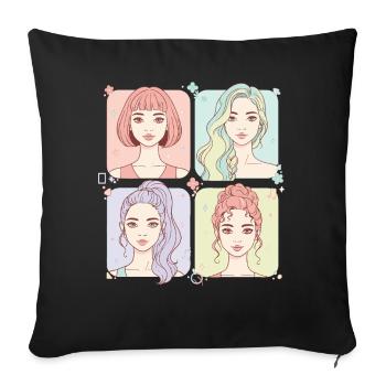 Kpop Korean Pop Cute Anime Korea Girl Music Love - Sofa pillowcase 17,3'' x 17,3'' (45 x 45 cm) - black - Front
