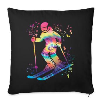 Ski alpin Sports d’hiver Ski nordique - Housse de coussin décorative 45 x 45 cm - noir - Devant