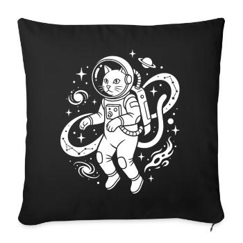 Space Explorer Kitty - Sofakissenbezug 45 x 45 cm - Schwarz - Vorne