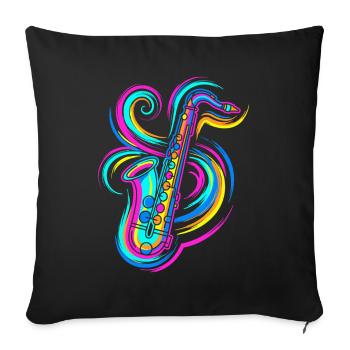 Saxophone - Sofa pillowcase 17,3'' x 17,3'' (45 x 45 cm) - black - Front