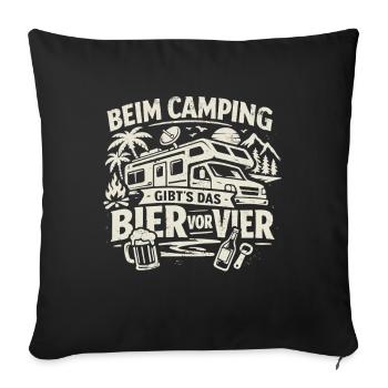 Camping | Beer before four - Sofa pillowcase 17,3'' x 17,3'' (45 x 45 cm) - black - Front
