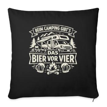 Camping | Beer before four - Sofa pillowcase 17,3'' x 17,3'' (45 x 45 cm) - black - Front
