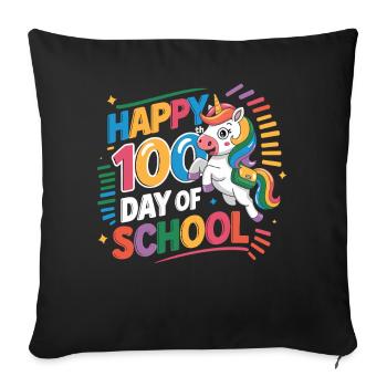 100 Tage Schule Einhorn Feier - Sofakissenbezug 45 x 45 cm - Schwarz - Vorne