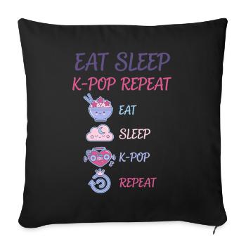 Mange, Dors, K-Pop, Répète de la musique coréenne, Anime mignon. - Housse de coussin décorative 45 x 45 cm - noir - Devant