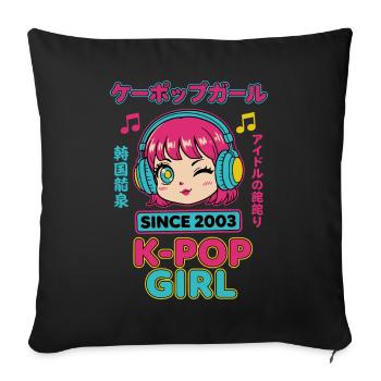 Seit 2003 K-Pop Girl Koreanische Musik Süßer Anime - Sofakissenbezug 45 x 45 cm - Schwarz - Vorne