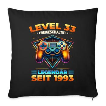 33. Geburtstag Gamer Shirt Level 33 Jahrgang 1993 - Sofakissenbezug 45 x 45 cm - Schwarz - Vorne