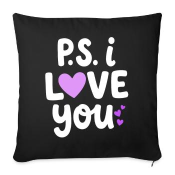 P.S. Je t’aime PS Journée de la Saint-Valentin Je t’aime - Housse de coussin décorative 45 x 45 cm - noir - Devant